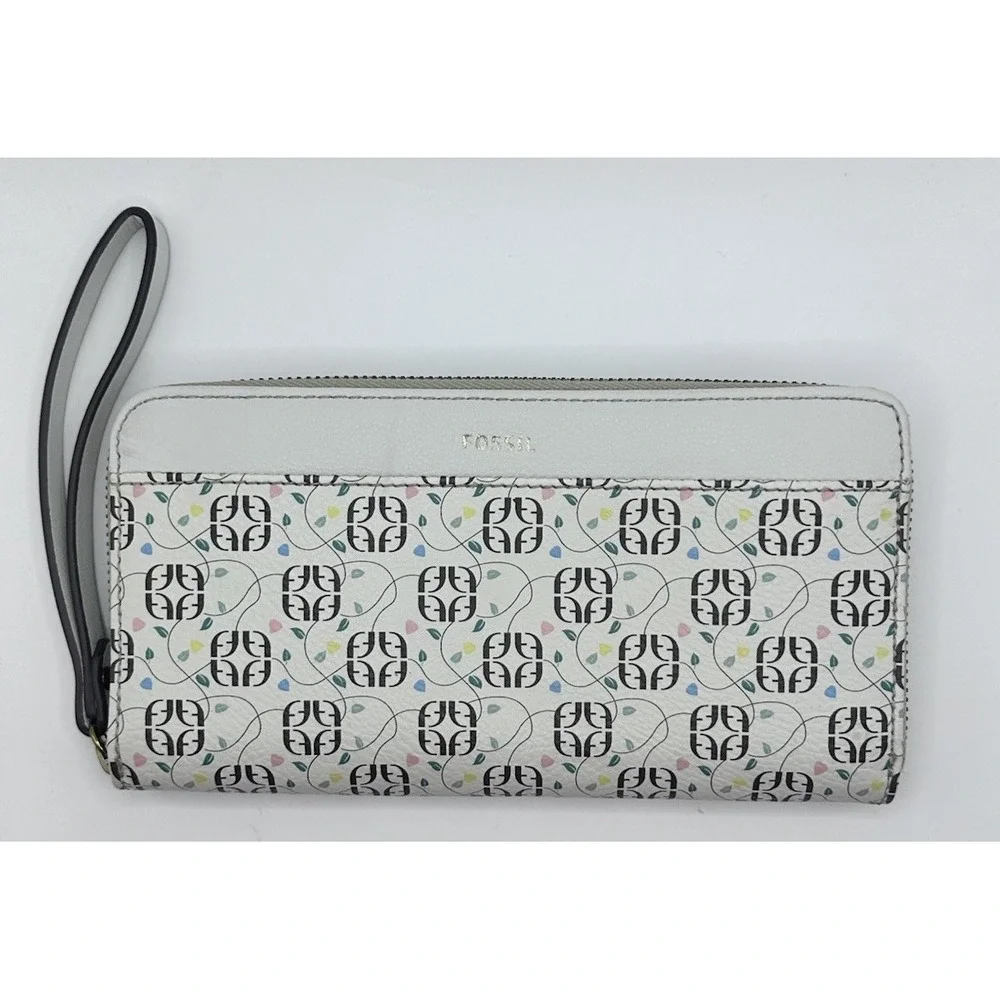 Fossil‎ Jori Zip Clutch Wristlet RFID Wallet Neutral Floral Multi Color New